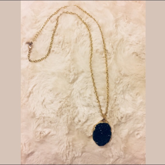 BaubleBar Jewelry - BaubleBar | Black Druzy Pendant Necklace